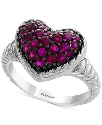 Effy Ruby Cluster Heart Ring (1 ct. t.w.) in Sterling Silver