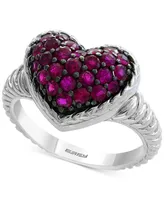 Effy Ruby Cluster Heart Ring (1 ct. t.w.) in Sterling Silver