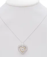 Diamond Accent Two-Tone Heart Pendant Necklace in Sterling Silver and 10k Gold - Two