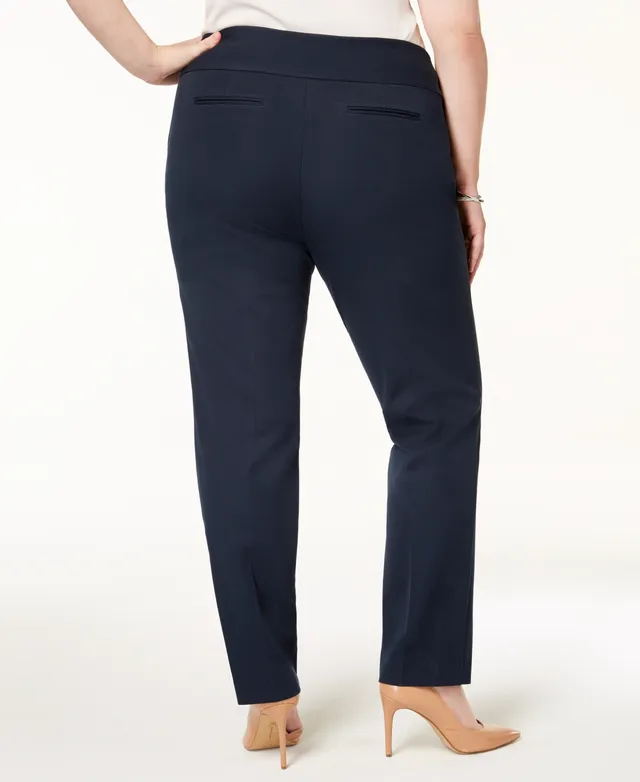 Alfani Petite Tummy-Control Straight-Leg Pants, Created for Macy's