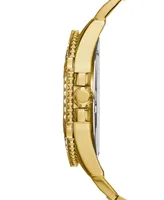 Guess Men's Crystal Gold-Tone Stainless Steel Bracelet Watch 46mm