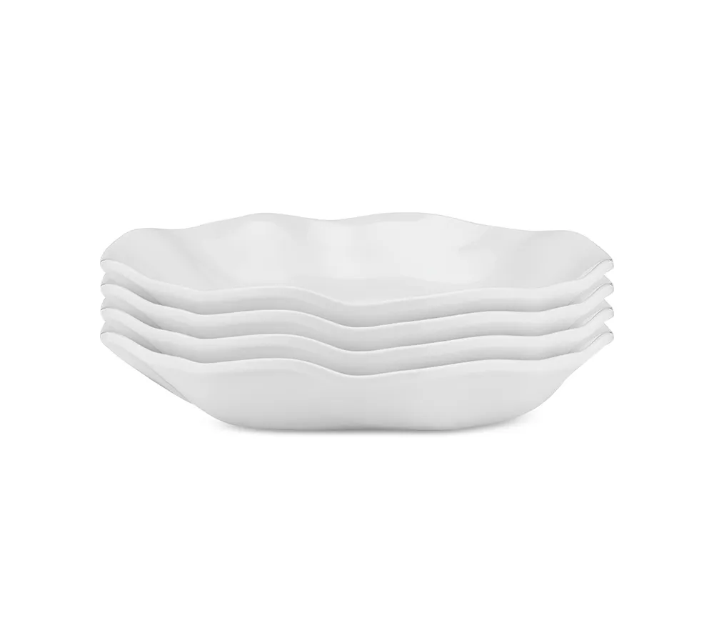 Q Squared Ruffle Melamine Round Dinner Bowls, Set of 4