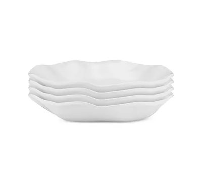 Q Squared Ruffle Melamine Round Dinner Bowls, Set of 4