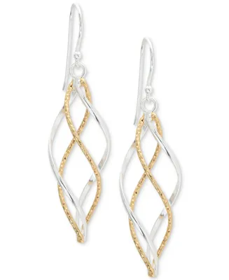 Giani Bernini Twist Dangle Drop Earrings in Sterling Silver and 18k Gold-Plate, Created for Macy's