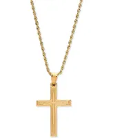 Engraved Cross 20" Pendant Necklace in 14k Gold