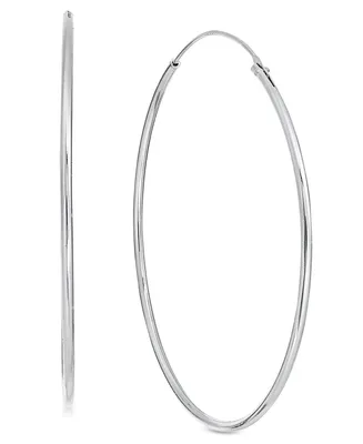 And Now This Large Silver Plated Endless Wire Medium Hoop Earrings