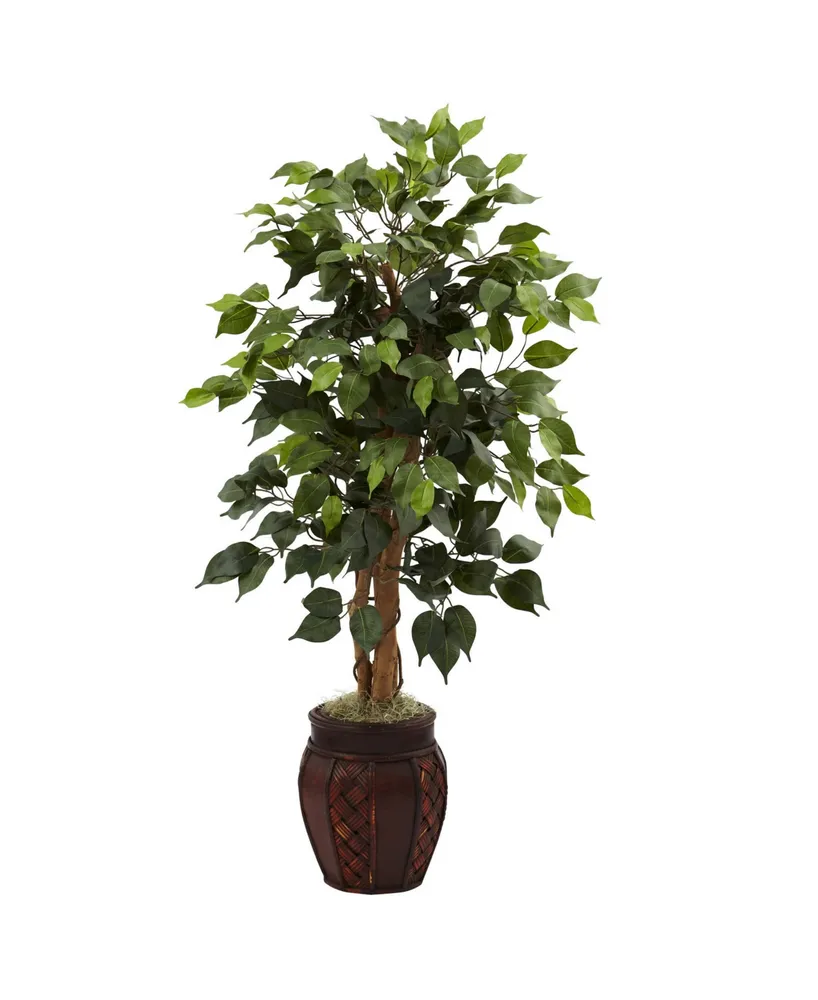 6' Ficus Artificial Topiary Tree; UV Resistant (Indoor/Outdoor), Color:  Green - JCPenney