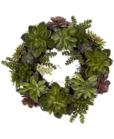 Nearly Natural 20" Artificial Succulent Wreath