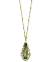 Effy Green Quartz (4 ct. t.w.) & Diamond (1/8 ct. t.w.) 18" Pendant Necklace in 14k Gold