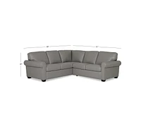 Orid 2-Pc. "L"-Shaped Leather Roll Arm Sectional , Created for Macy's