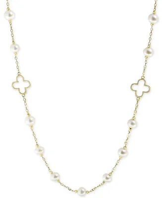 Pearl by Effy White Cultured Freshwater Pearl (6mm) 32" Statement Necklace in 14k Gold