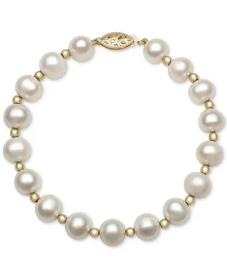 Cultured Freshwater Pearl Bracelet in 14k Gold (7-1/2mm)