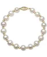 Cultured Freshwater Pearl Bracelet in 14k Gold (7-1/2mm)