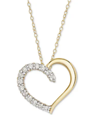 Diamond Heart Pendant Necklace (1/2 ct. t.w.) Sterling Silver, 16 inches + 2 inch extender