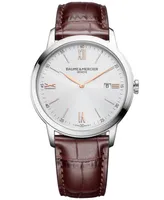 Baume & Mercier Men's Swiss Classima Red-Brown Leather Strap Watch 42mm