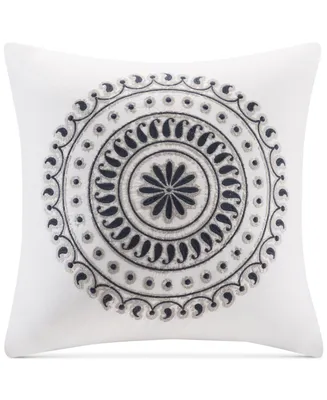 Closeout! Ink+Ivy Fleur Embroidered Decorative Pillow, 18" x 18"