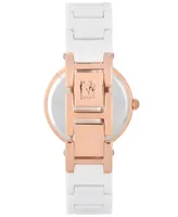 Anne Klein Women's Diamond Accent White Ceramic Bracelet Watch 33mm Ak