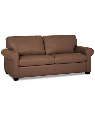 Orid 77" Leather Roll Arm Apartment Sofa, Created for Macy's