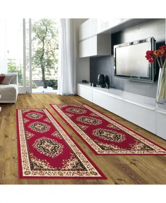 Km Home Prato Kerman Red 2-Pc. Runner Rug Set