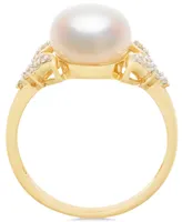 Honora Cultured Freshwater Pearl (9mm) & Diamond Accent Ring in 14k Gold