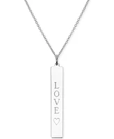 Engraved Love Bar Pendant Necklace in 14k Gold over Silver, 18" (also available in Sterling Silver)