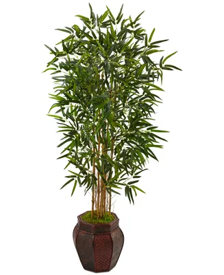 Nearly Natural 5' Bamboo Artificial Tree in Weave-Design Planter