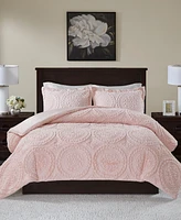 Madison Park Arya Embroidered Medallion Faux Fur 3-Pc. Comforter Set, Full/Queen