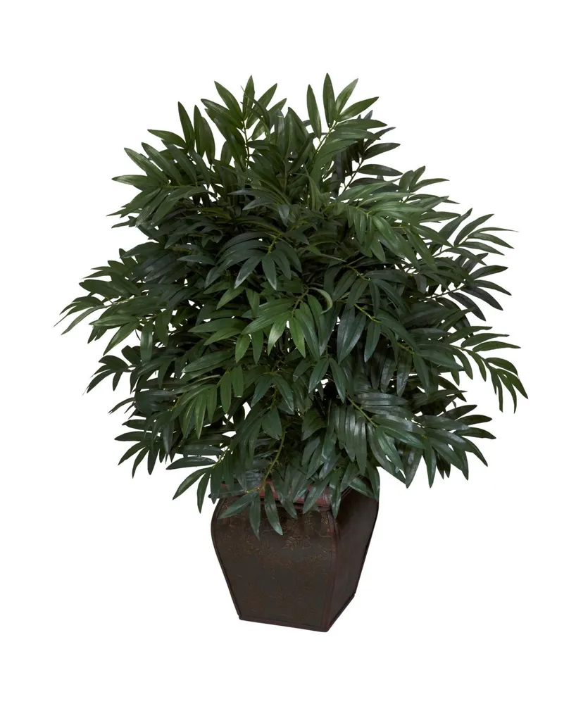 Nearly Natural Double Bamboo Palm Artificial Plant in Decorative Planter