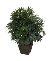 Nearly Natural Double Bamboo Palm Artificial Plant in Decorative Planter