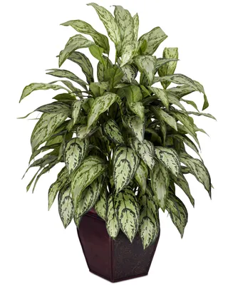 Nearly Natural Silver Queen Artificial Plant in Decorative Planter