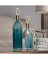 Uttermost Annabella Teal Glass Bottles, Set of 2