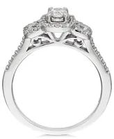 Diamond Triple Halo Engagement Ring (1/2 ct. t.w.) in 14k White Gold