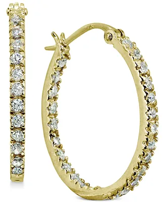 Giani Bernini Small Cubic Zirconia & Out Oval Hoop Earrings 18k Gold-Plated Sterling Silver, 0.6", Created for Macy's