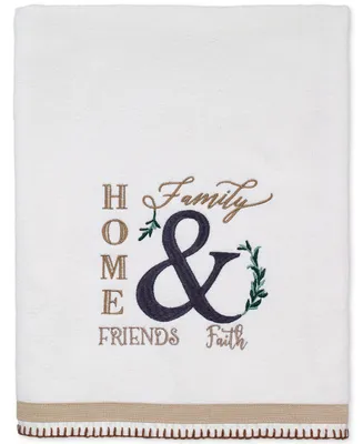Avanti Modern Farmhouse Embroidered Cotton Bath Towel, 27" x 50"
