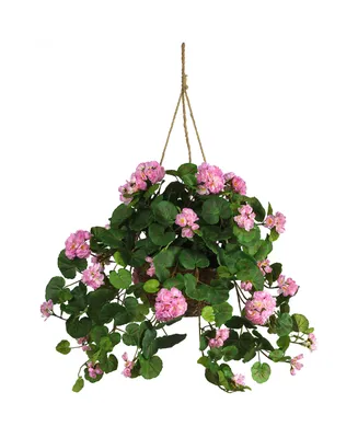 Nearly Natural Geranium Artificial Plant Hanging Basket