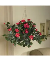 Nearly Natural Hibiscus Artificial Plant Hanging Basket