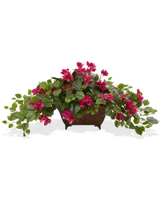 Nearly Natural Bougainvillea Artificial Plant in Metal Planter