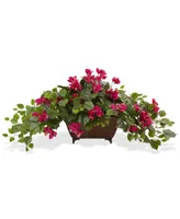 Nearly Natural Bougainvillea Artificial Plant in Metal Planter