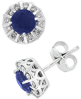 Effy Tanzanite (9/10 ct. t.w.) & Diamond (1/3 Stud Earrings 14k White Gold (Also available Ruby, Emerald Sapphire)