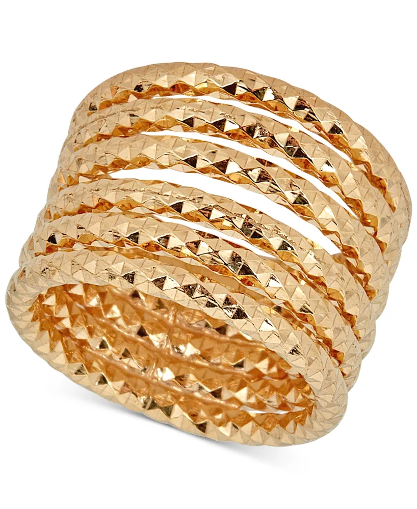 Textured Multi-Band Ring in 14k Gold-Plated Sterling Silver