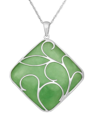 Dyed Jade Swirl Overlay Pendant set in Sterling Silver