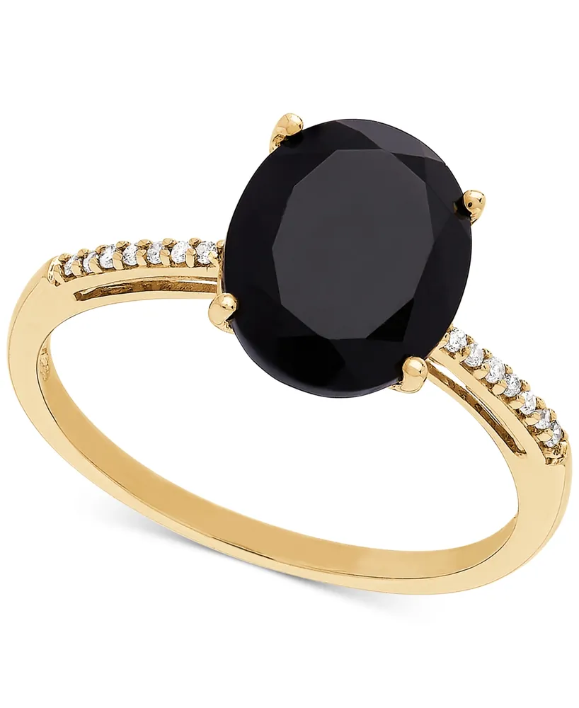 Onyx (10 x 8mm) & Diamond Accent Ring in 14k Gold