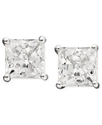 Arabella Cubic Zirconia Princess Stud Earrings Collection In 14k White Gold