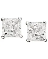 Arabella Cubic Zirconia Princess Stud Earrings Collection In 14k White Gold