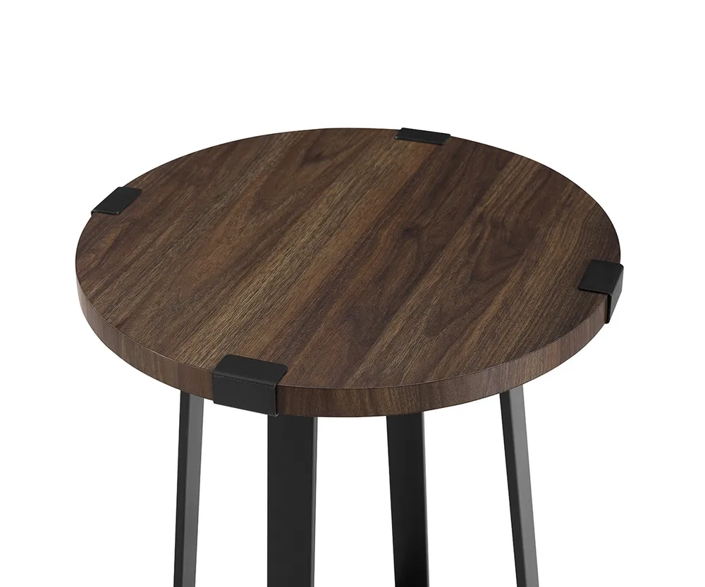 18" Metal Wrap Round Side Table - Dark Walnut