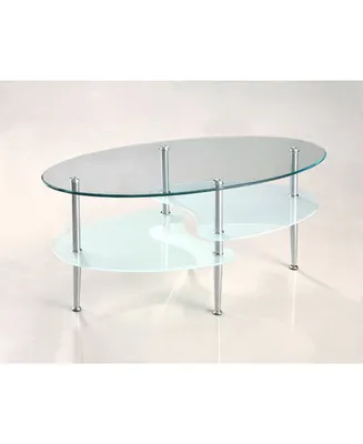 Glass Oval Living Room Metal Coffee Table