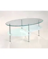 Glass Oval Living Room Metal Coffee Table