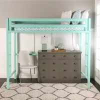 Premium Deluxe Twin Metal Loft Bed - Mint