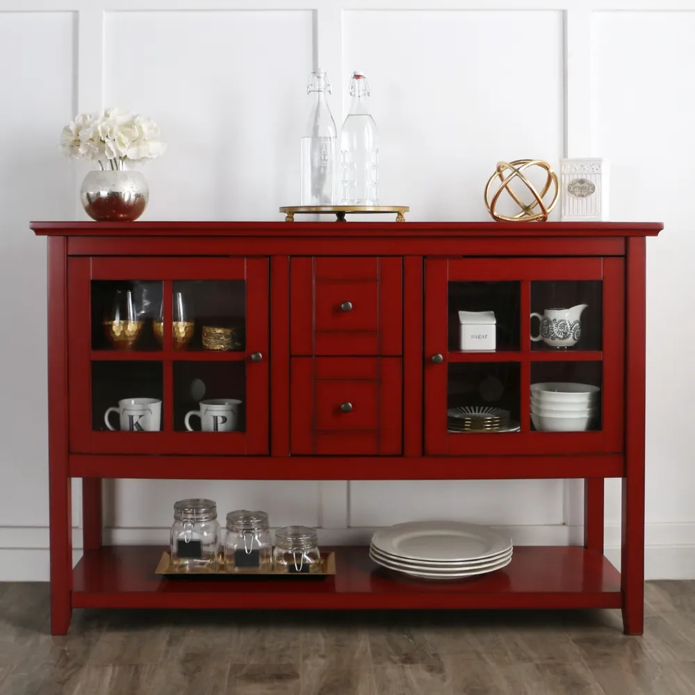 52" Wood Console Table Tv Stand - Antique Red