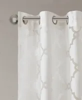 Eden Fretwork Burnout Sheer Window Curtain, white sheer curtains 63 inches long Single Sheer Curtain Panel, Width 50 curtains sheer for Bedroom and Li
